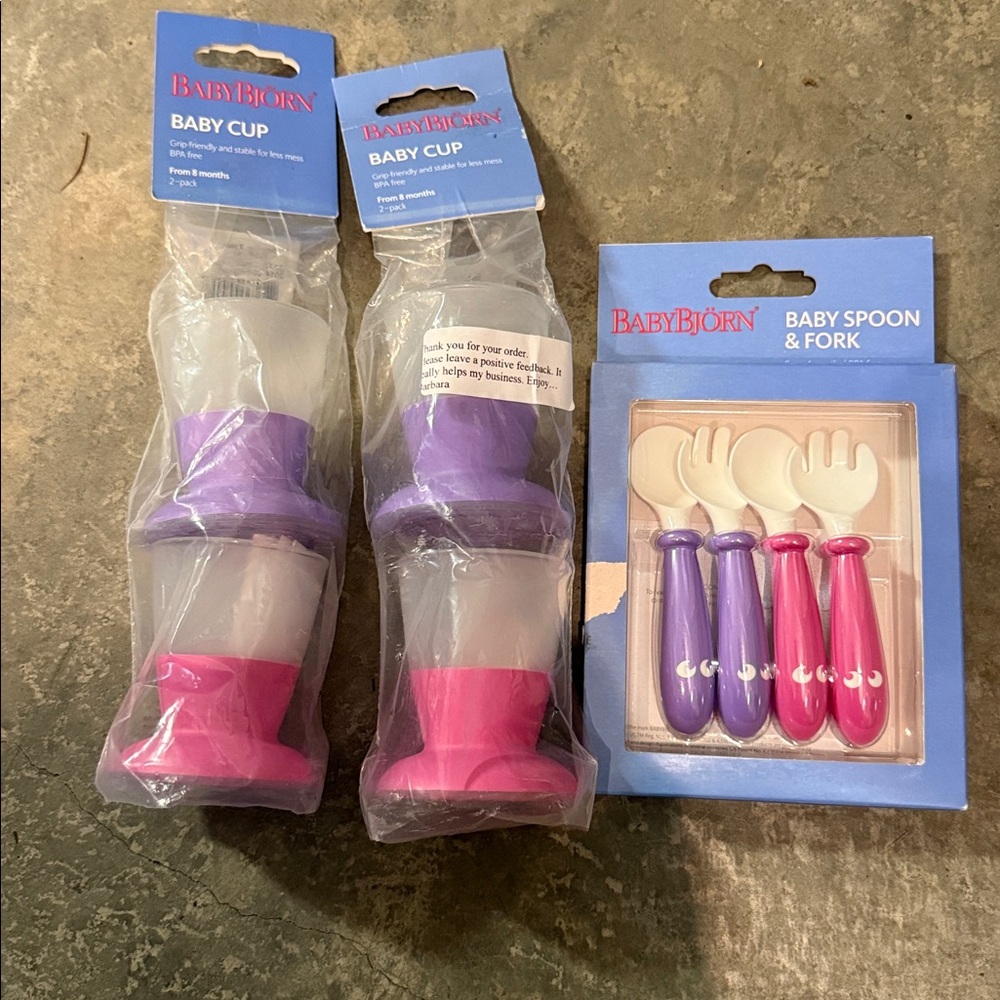 BabyBjörn Baby Cup and Spoon Set - Pink and Purple